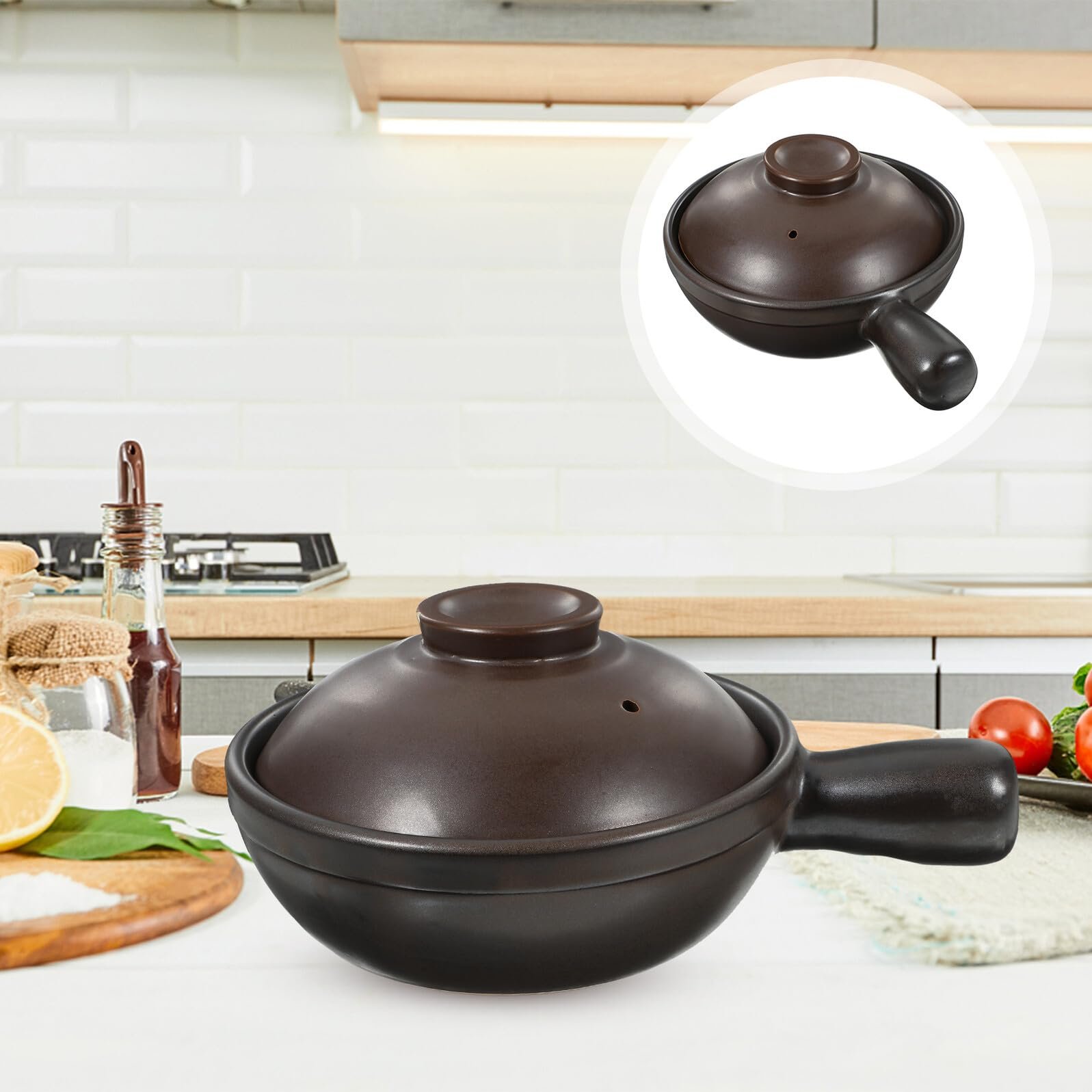 Кастрюля керамическая, с крышкой, термостойкая, для открытого огня, фото №7