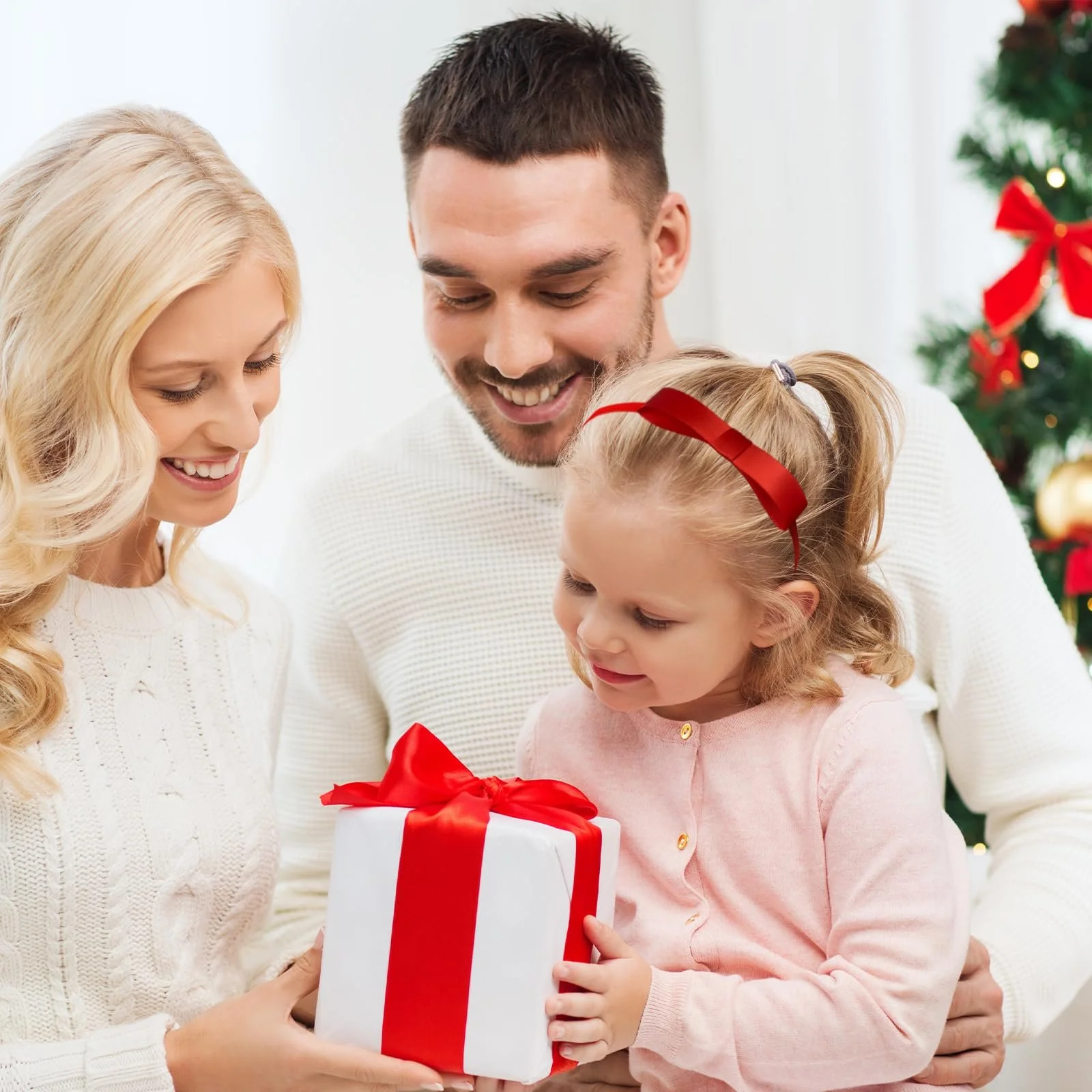 Обруч на голову з червоним бантом 4 шт, фото №5