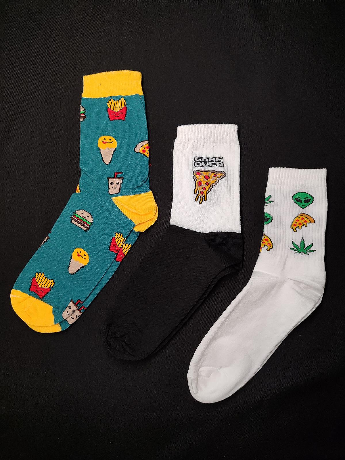 Бокс шкарпеток приколів із принтами «Піца» 3 пари, фото №1