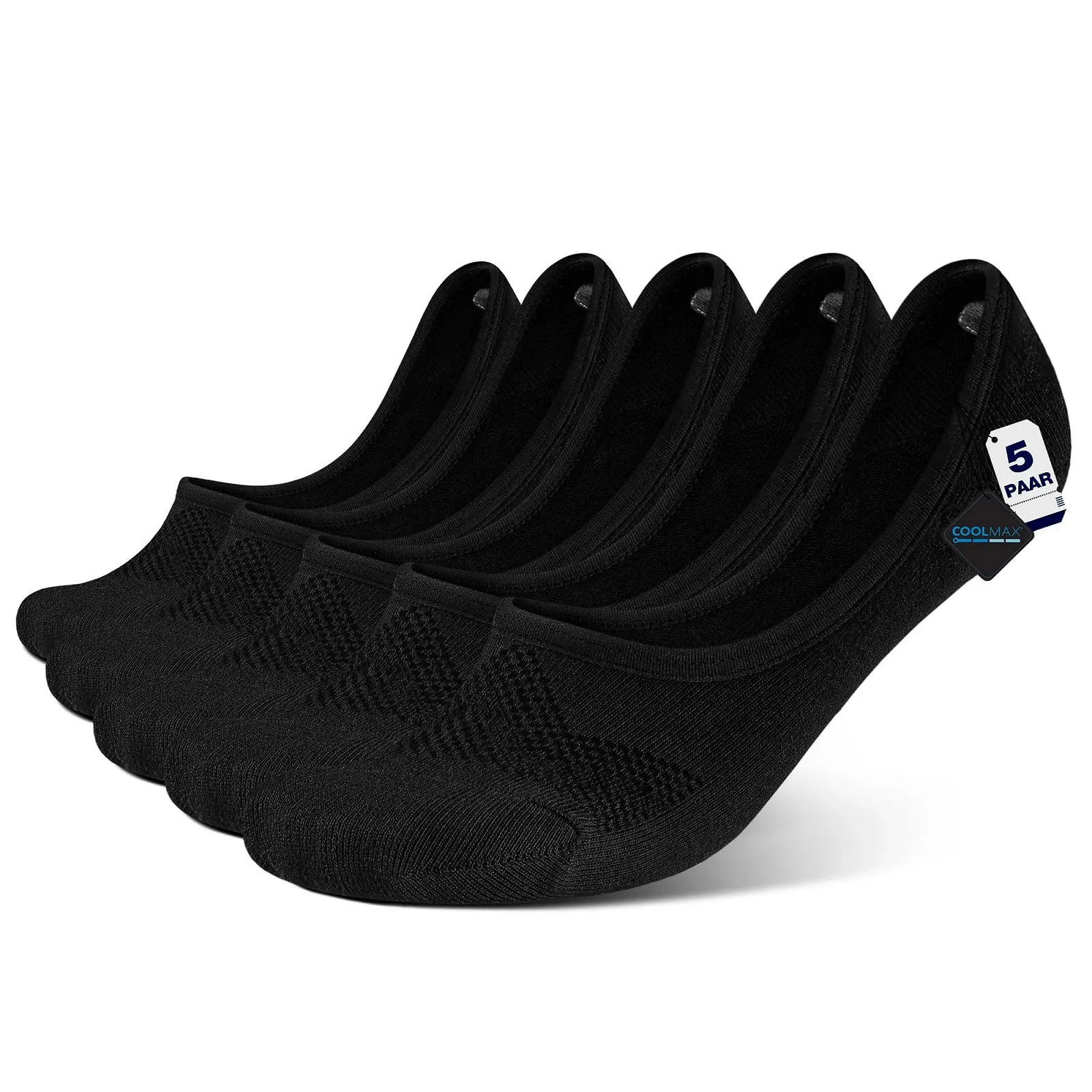 Шкарпетки BRISIRA CoolMax Thin No Show, чорний, XL, фото №1