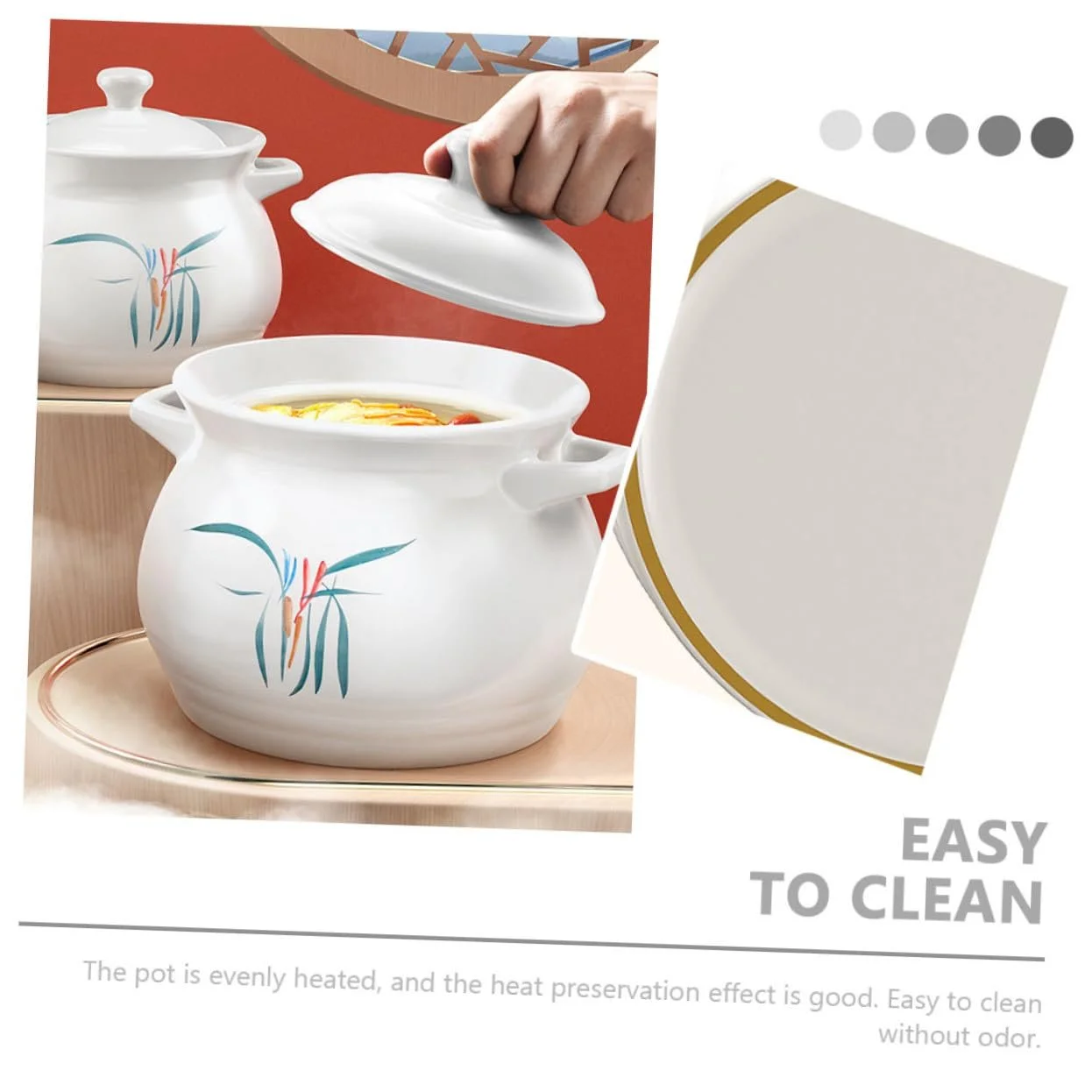 Кастрюля для тушения Toyvian керамическая термостойкая равномерное распределение тепла для медленного приготовления супов, фото №8