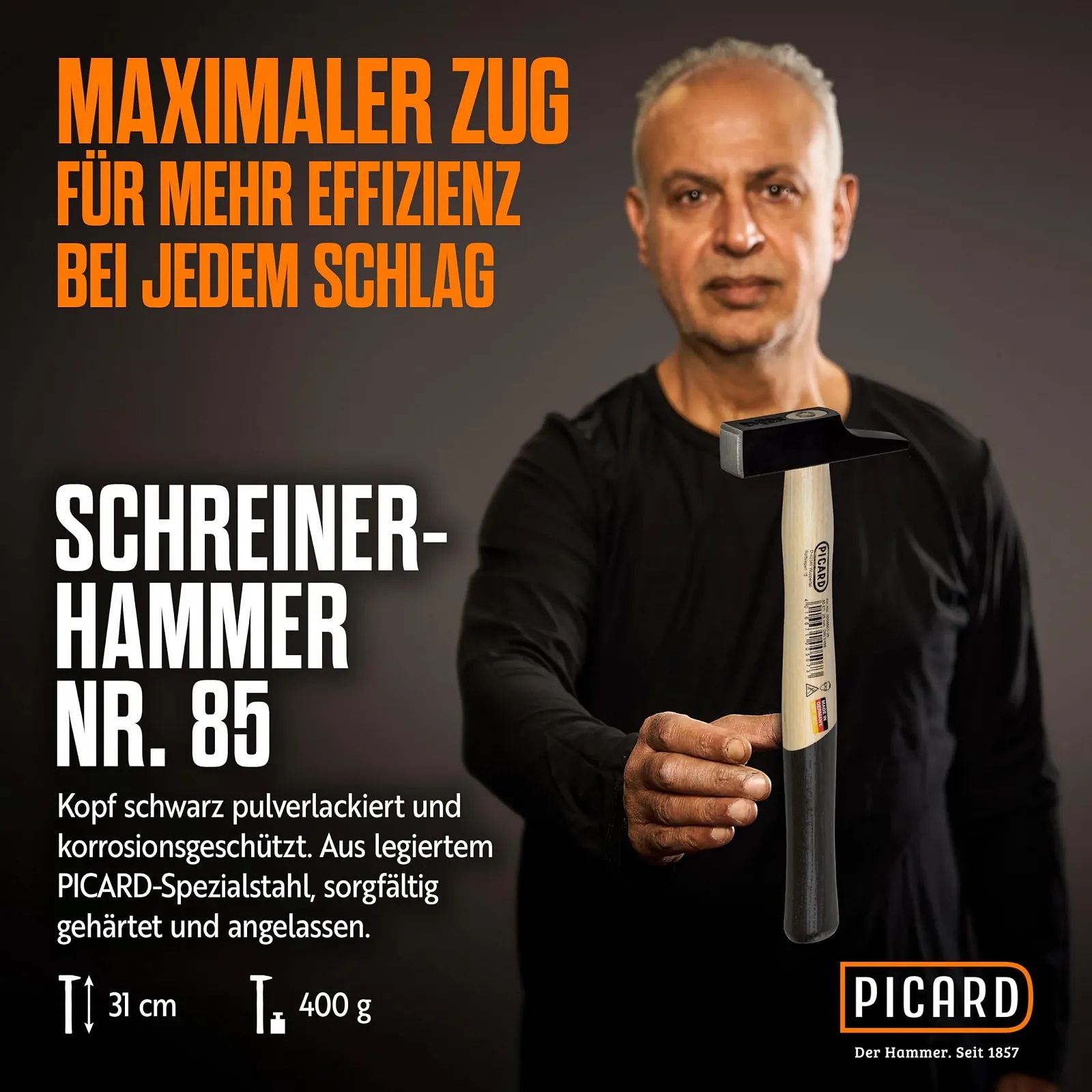 Молоток плотника PICARD № 85 ES Французская форма 320 г 310 мм, фото №2