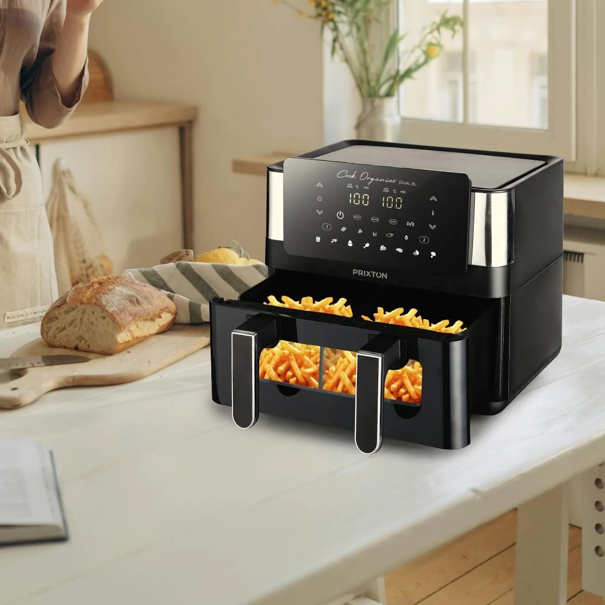 Мультипечь PRIXTON Cook Organics 8 л Двойная камера 2 x 4 л Смотровое окно Сенсорный экран Черный, фото №3 Мультипечь PRIXTON Cook Organics 8 л Двойная камера 2 x 4 л Смотровое окно Сенсорный экран Черный, фото №3