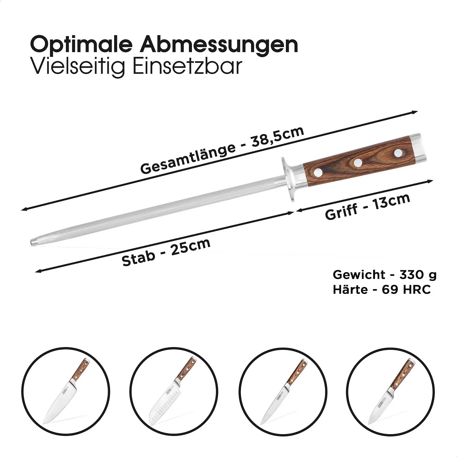 Мусат ZOLMER з нержавіючої сталі дерево пакка, фото №5