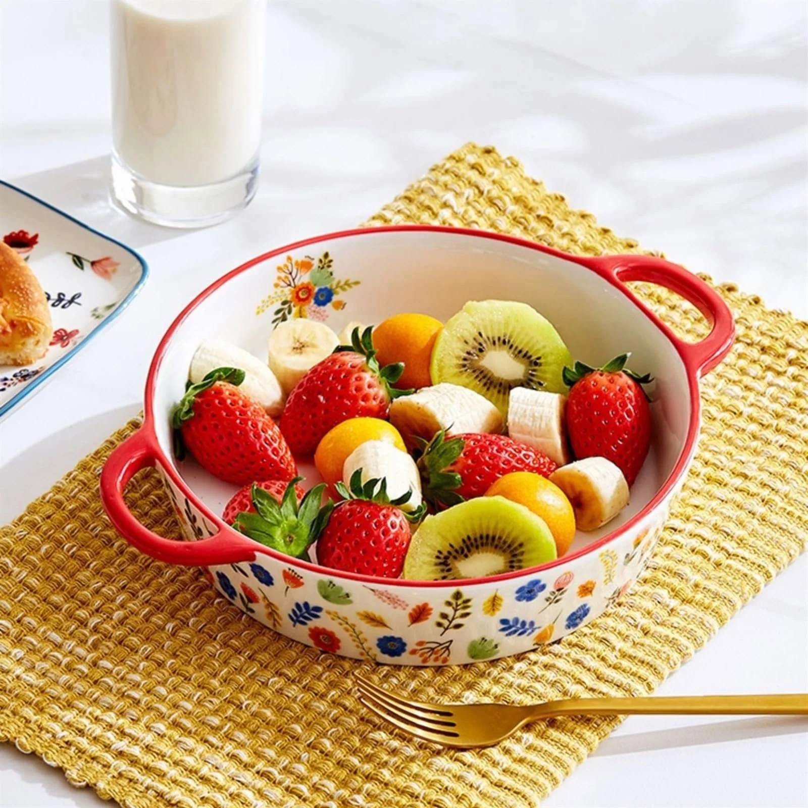 Форма для запекания керамическая большая с двойными ручками в рустикальном стиле, фото №6