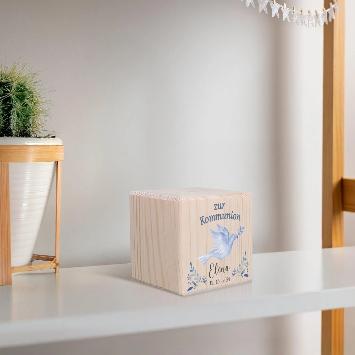 Скарбничка GRAVURZEILE Printed Wooden Money Box Dove Blue, фото №4