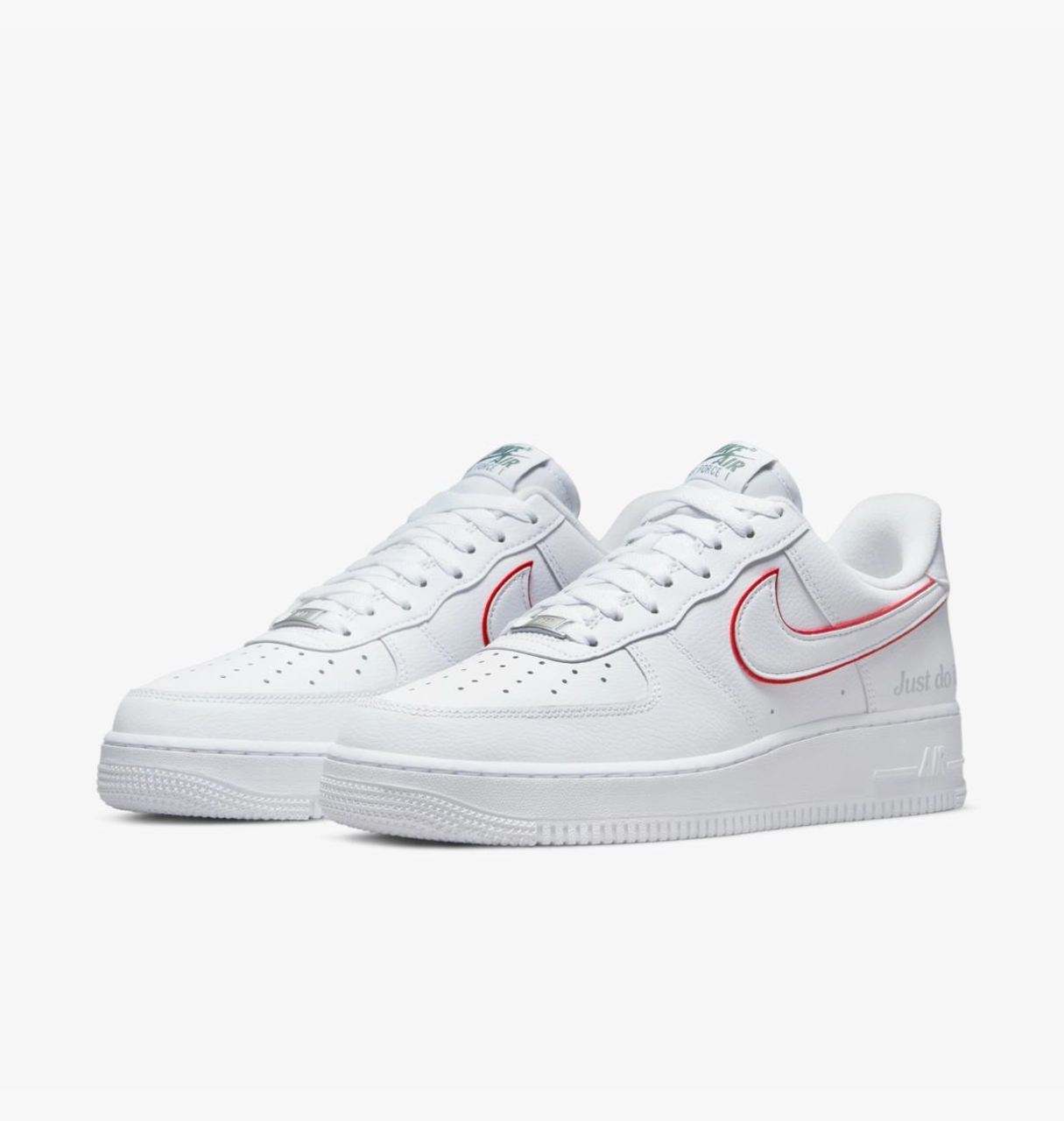 Кросівки Nike Air Force 1 Low Just Do It White Noble Green Metallic Silver University Red 46, фото №5