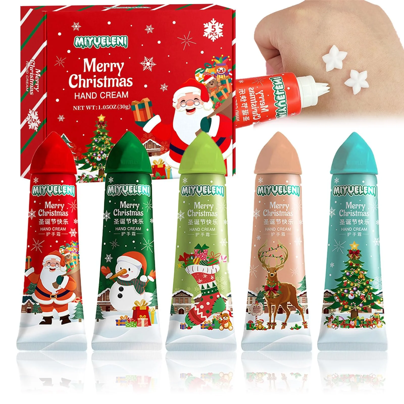 Набір кремів для рук Різдвяні подарунки, 5 штук, фото №1