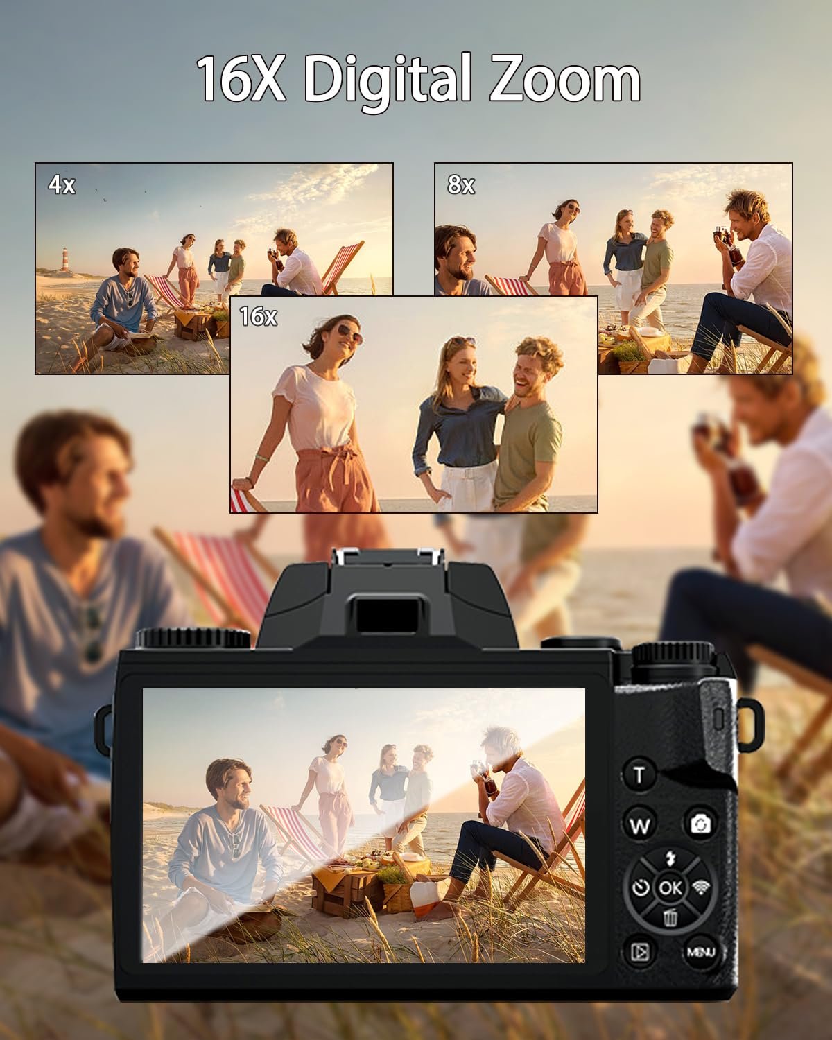 Фотокамера SWE 4K 64MP WiFi, 4.0-дюймовый сенсорный экран, 16X, двойной объектив, фото №5