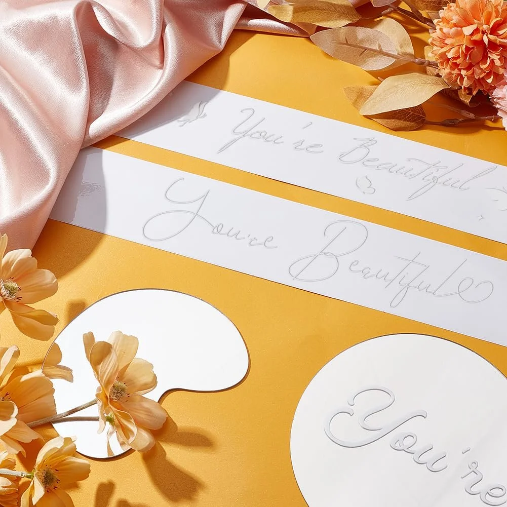 Наклейки на дзеркало "Du Bist Schön" 3 штуки 3 стилі Світловідбиваючі 450 x 60 мм, фото №4 Наклейки на дзеркало "Du Bist Schön" 3 штуки 3 стилі Світловідбиваючі 450 x 60 мм, фото №4