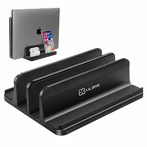 Вертикальная подставка для ноутбука Double Adjustable Dock 4 Slots Совместима с Macbook, iPad Pro Air, Samsung HP Chromebook до 17,5 дюймов - Черная - Фото 1