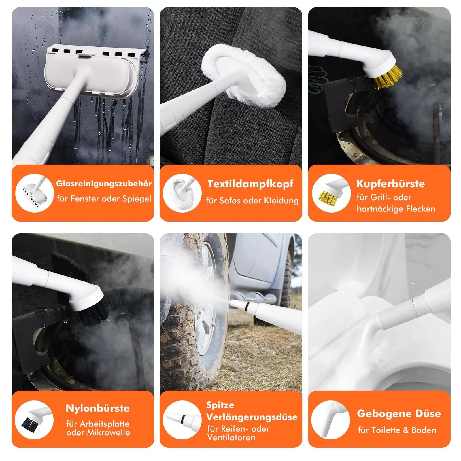 Ручной пароочиститель GOPLUS 1000 W 3 bar 300 мл 10 аксессуаров, фото №3 Ручной пароочиститель GOPLUS 1000 W 3 bar 300 мл 10 аксессуаров, фото №3