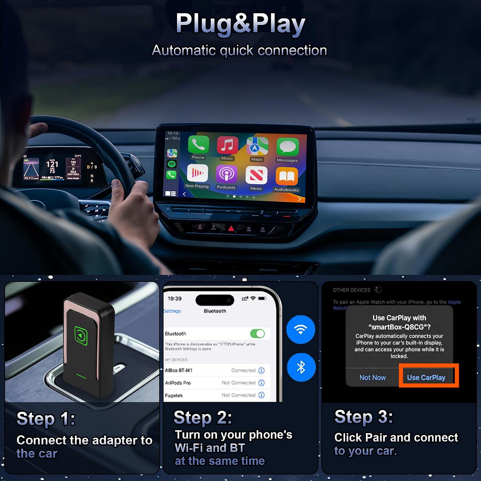 Беспроводной адаптер Car Playy 2025, Rose Gold, фото №3
