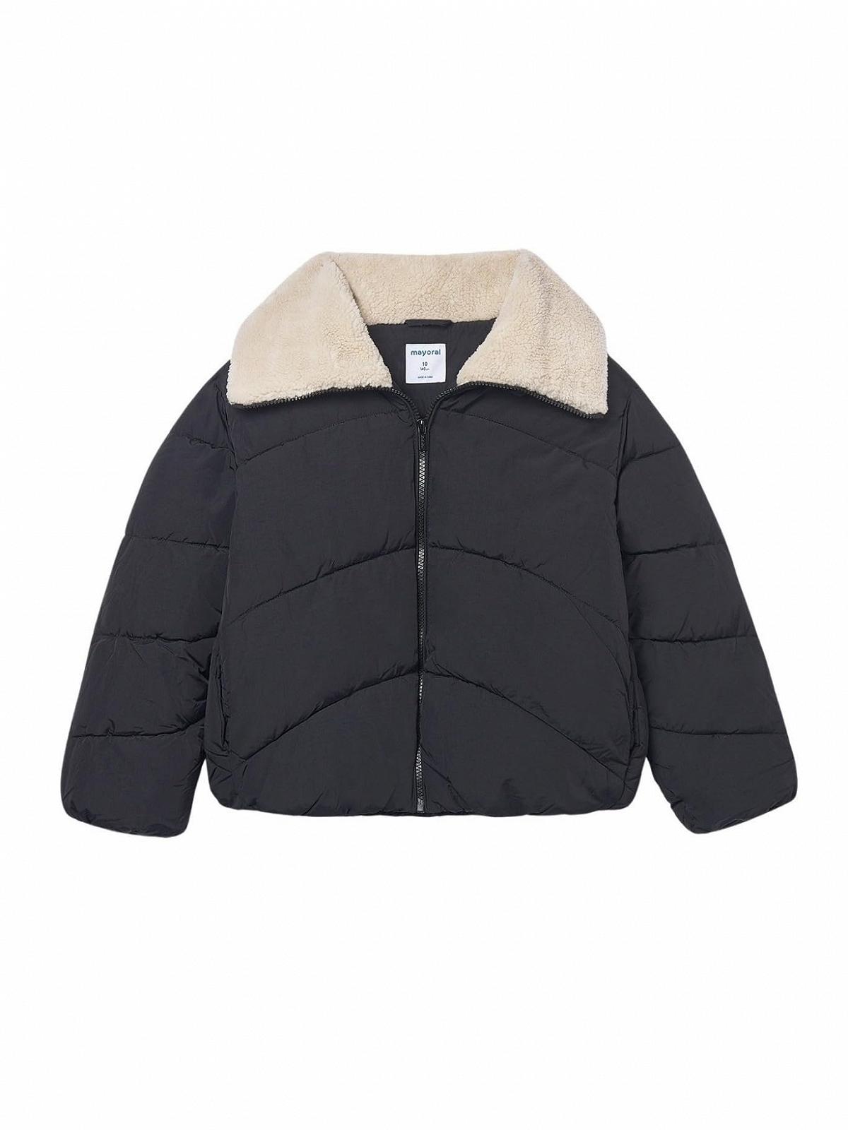 Куртка Mayoral з хутряним коміром для дівчинки Чорний, фото №1