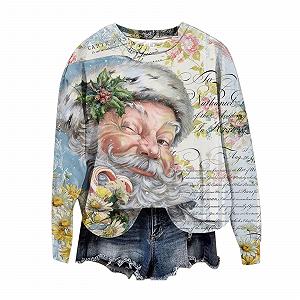 Женская толстовка Qixiu С круглым вырезом и длинными рукавами Рождественский свитер Oversize Однотонная С принтом елки Рождественская рубашка Oversize - Фото 1