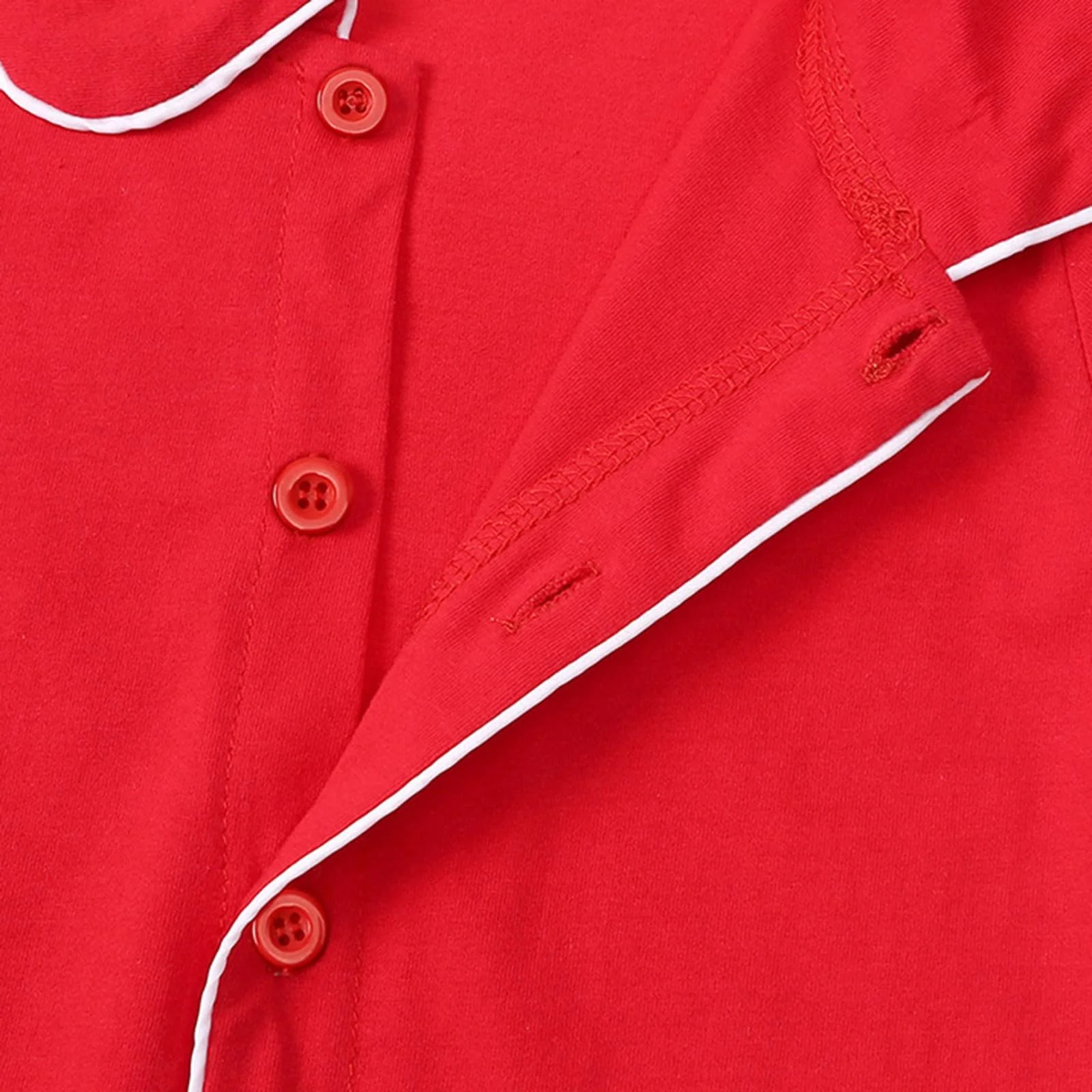 Дитяча піжама з довгим рукавом, різдвяна червона однотонна, фото №4