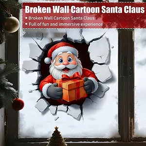 Наклейка на стіну 3D Різдвяна Санта-Клаус Сніговик Пряниковий чоловічок Червона 1 шт. synthetic.ua - Фото 1