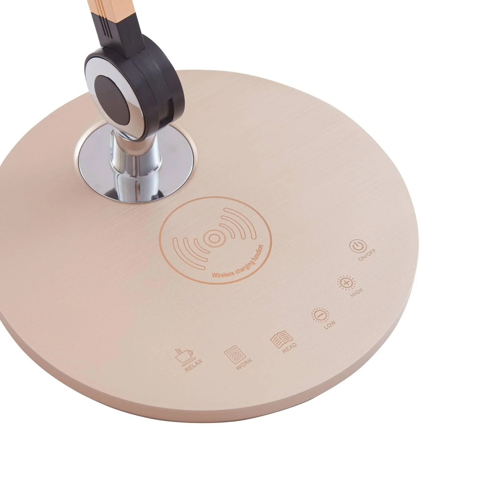 Настільна лампа Lindby Nyxaris LED з сенсорним димером золотиста/латунь, фото №7