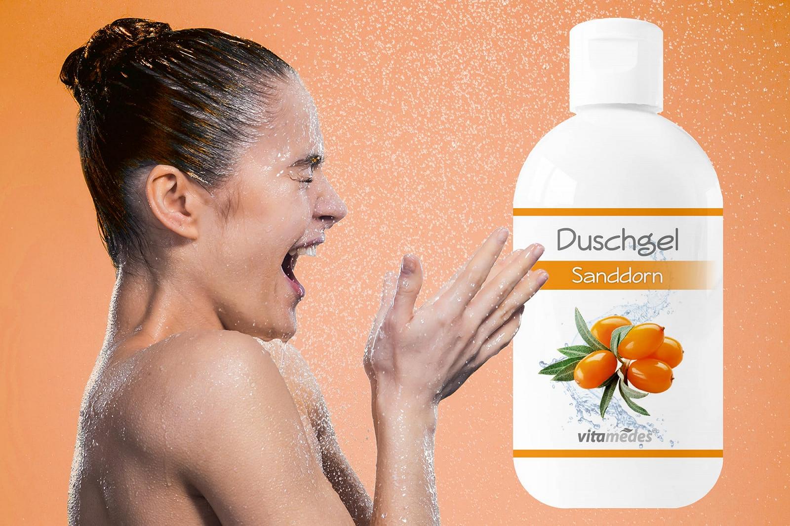 Набір гелів для душу 4 x 250 мл Pomegranate, Aloe Vera, Ocean Breeze, Lime Mint Vegan (Sea Buckthorn), фото №3