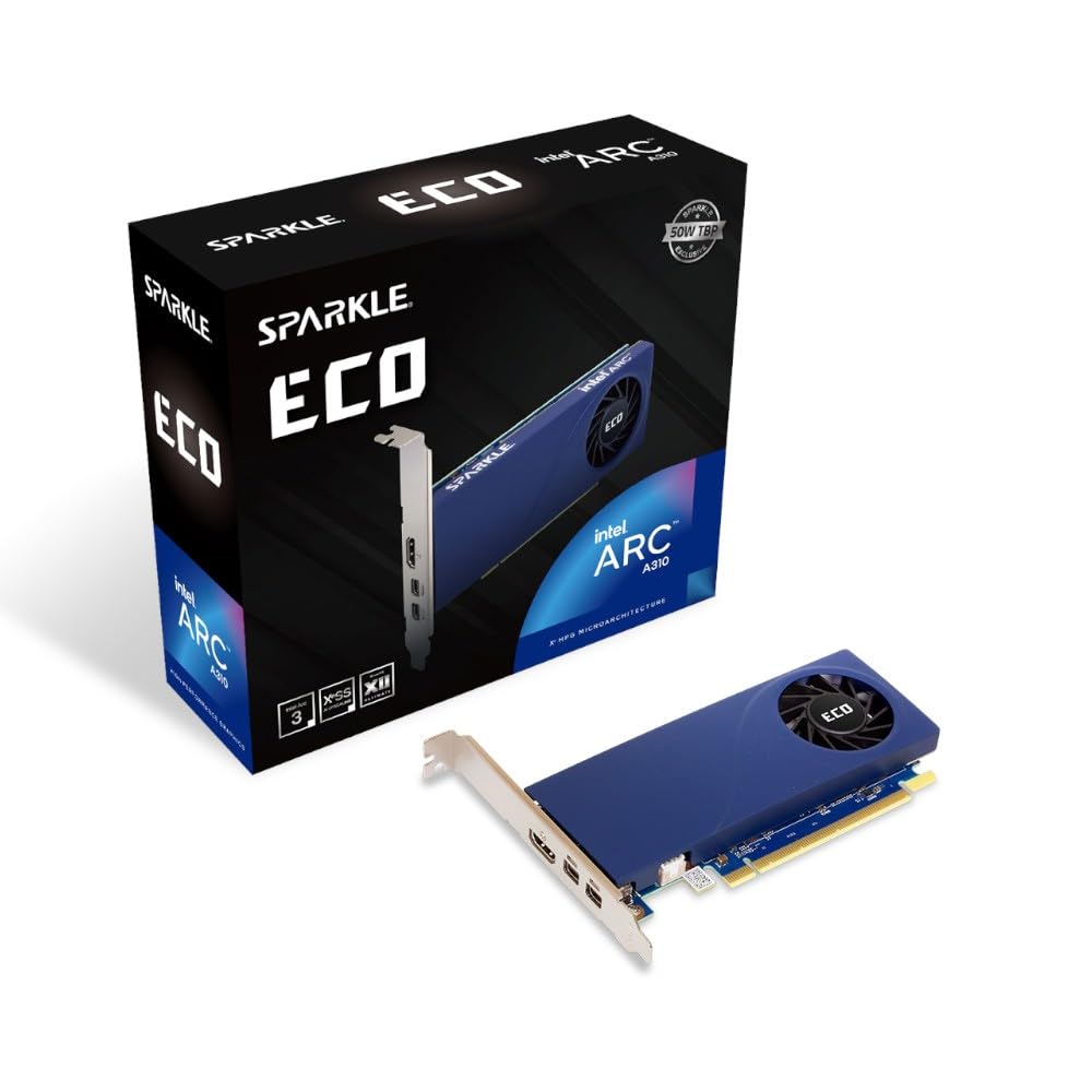 Видеокарта Sparkle Arc A310 ECO 4GB GDDR6 50W Low Profile Single Fan Single Slot HDMI x1 Mini DisplayPort x2, фото №1 Видеокарта Sparkle Arc A310 ECO 4GB GDDR6 50W Low Profile Single Fan Single Slot HDMI x1 Mini DisplayPort x2, фото №1