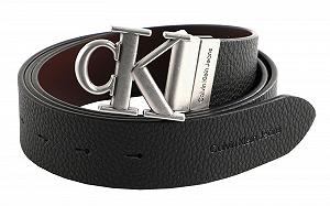 Ремень Calvin Klein CKJ Monogram Round Reversible Leather Belt 35 мм W125 Черный/Горький Коричневый, Черный / Горький Коричневый - Фото 1
