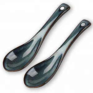 Ложка для азіатського супу Керамічна Японська блакитна - Фото 1