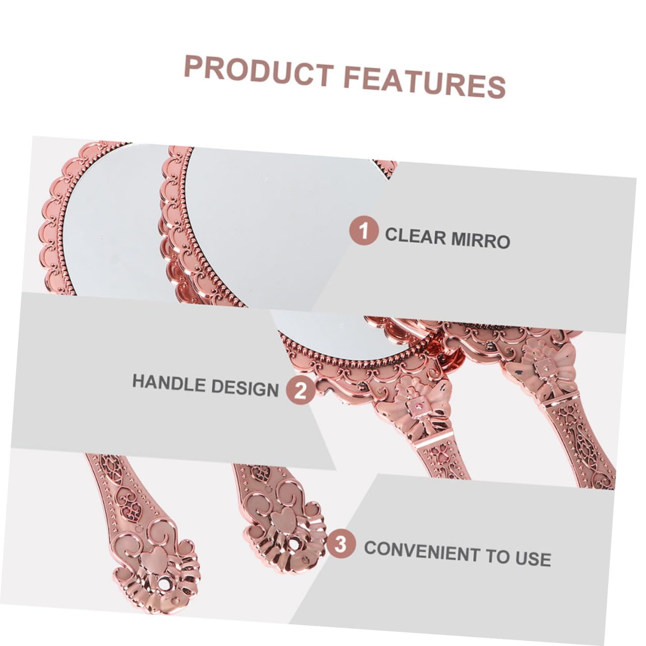 Дзеркало Angoily 6 STK із ручкою вінтажне ABS, фото №3 Дзеркало Angoily 6 STK із ручкою вінтажне ABS, фото №3