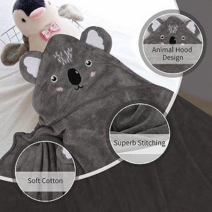 Полотенце с капюшоном BBXWANG Koala серого цвета synthetic.ua - Фото 1