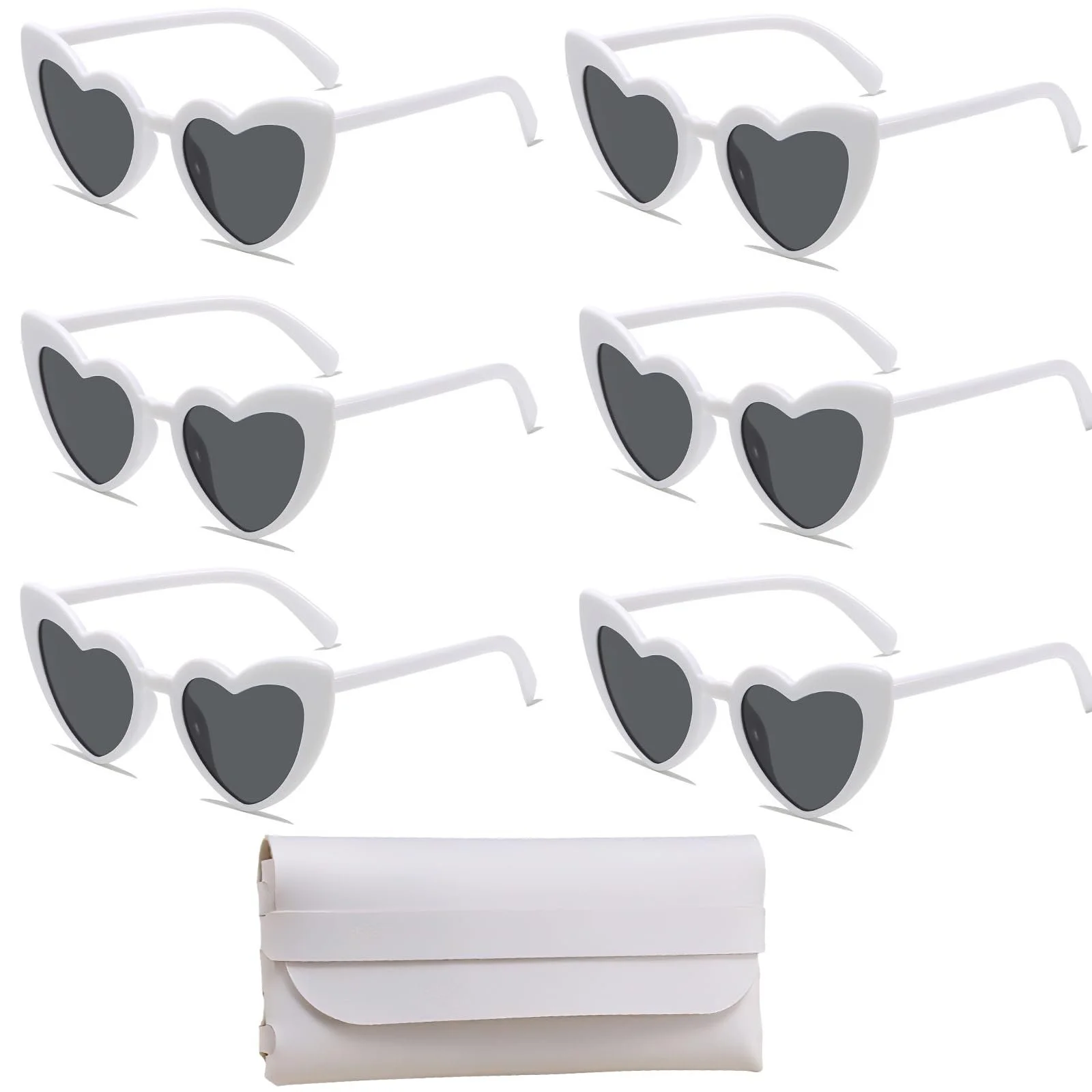 Солнцезащитные Очки VEGCOO Винтажные Сердце Черный и Белый, 6 штук, фото №1