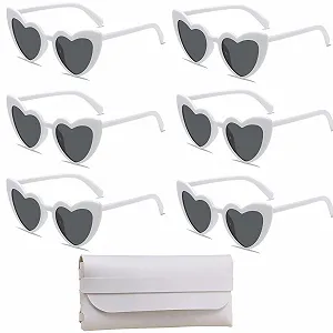 Солнцезащитные Очки VEGCOO Винтажные Сердце Черный и Белый, 6 штук - Фото 1