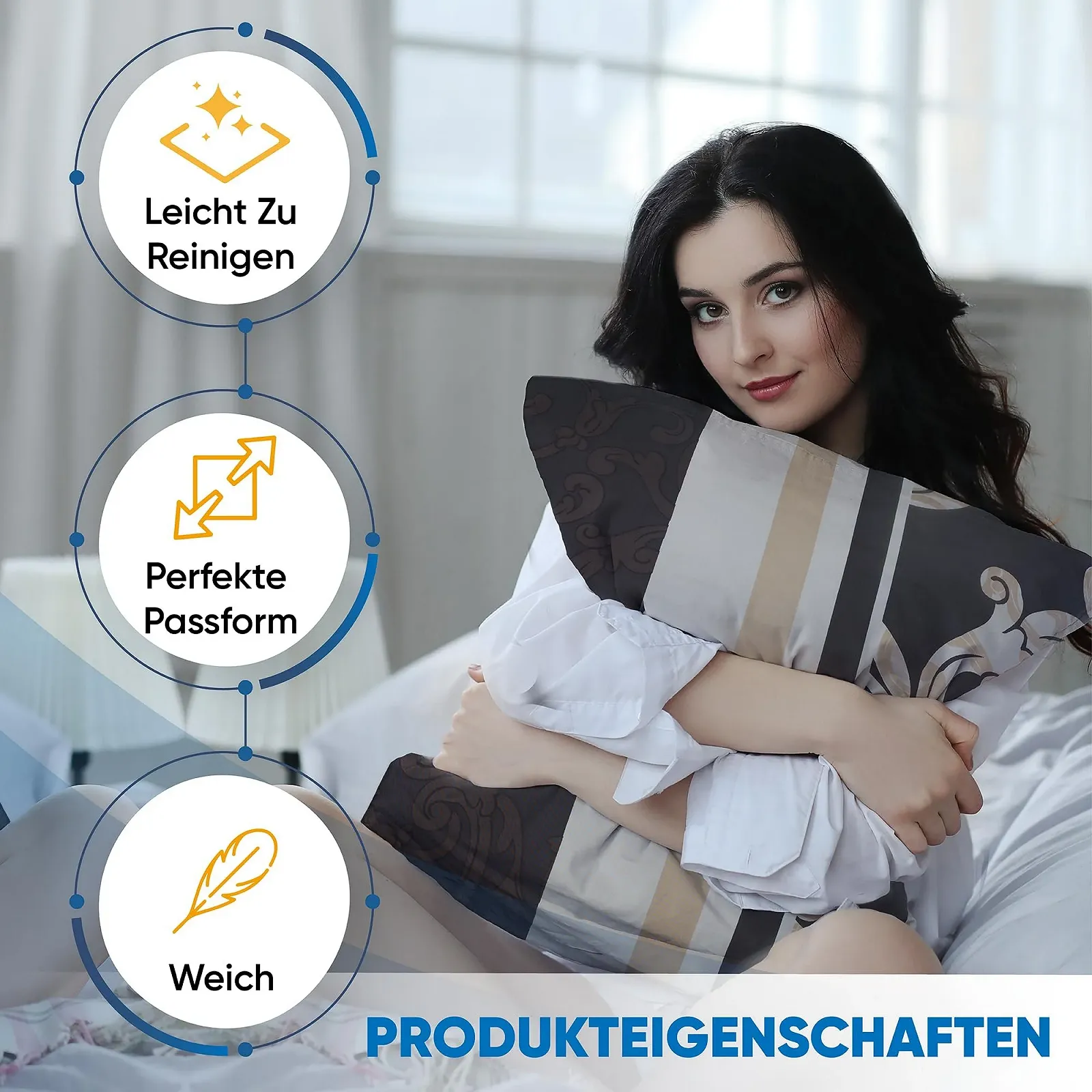 Постільна білизна MALIKA 135 x 200 см 4 предмети мікрофібра Oeko-Tex, фото №4