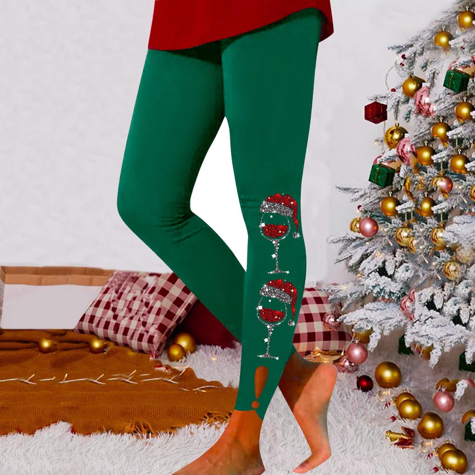 Леггинсы Generisch Chemistry 9th Grade High School Christmas Fashion Casual Red Wine Glass Printed Hollow Tight Hip Lifting Fitness Красный, фото №3