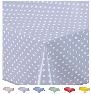 Скатертина-клейонка Small Polka Dot ПВХ Водонепроникна 100 x 140 см Світло-сіра - Фото 1
