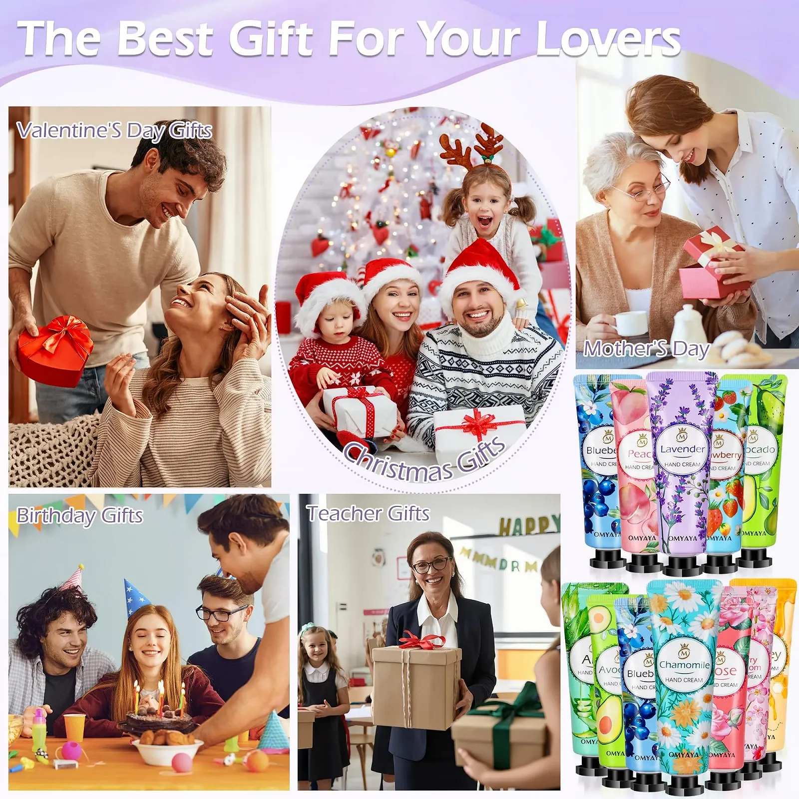 Набір кремів для рук Mini, 80 шт. Авокадо, алое вера, персик, полуниця, чорниця, мед, троянда, грейпфрут, лаванда, ромашка, фото №6