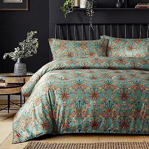 Постільна білизна Nyescasa Bohemian 220 x 240 см, 3 предмети, комплект постільної білизни Boho Renforce Vintage Flowers, двостороння постільна білизна з м'якої мікрофібри з блискавкою і 2 наволочки 80 x 80 см, двоспальне ліжко - Фото 1
