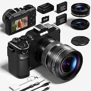 Цифровая Камера 64MP 5K с WiFi, Автофокус, 3-дюймовый LCD экран, Широкоугольный и Макро Объектив, Черный - Фото 1