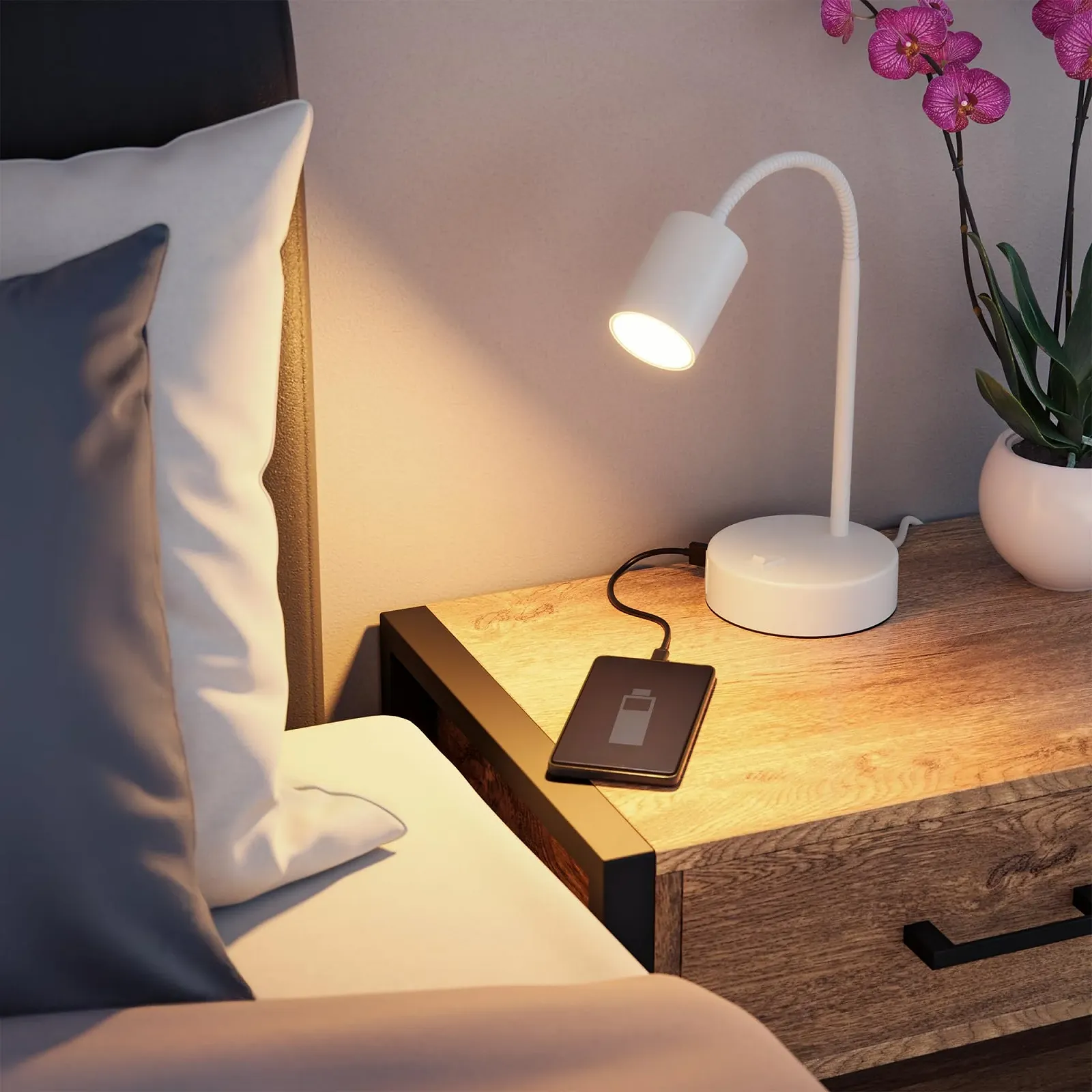 Настільна лампа ledscom.de Waika USB-A USB-C GU10 LED 5 Вт 450 лм Білий, фото №2