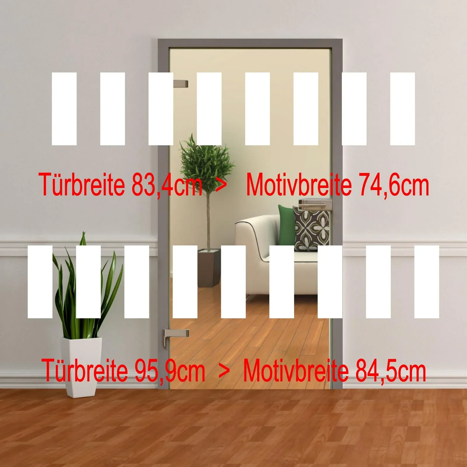 Наклейка на скляні двері GDT018 Матова плівка для декору вікон 74.6 см x 15 см, фото №2