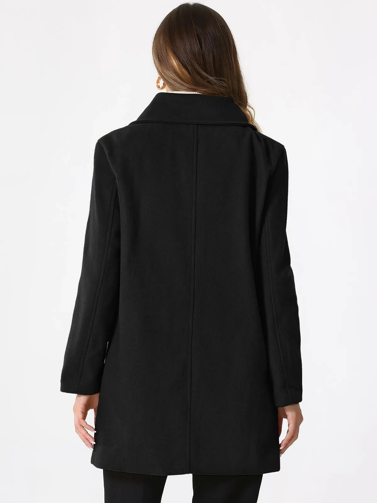 Пальто Allegra K Класичне Двобортне Зимове, фото №4 Пальто Allegra K Класичне Двобортне Зимове, фото №4