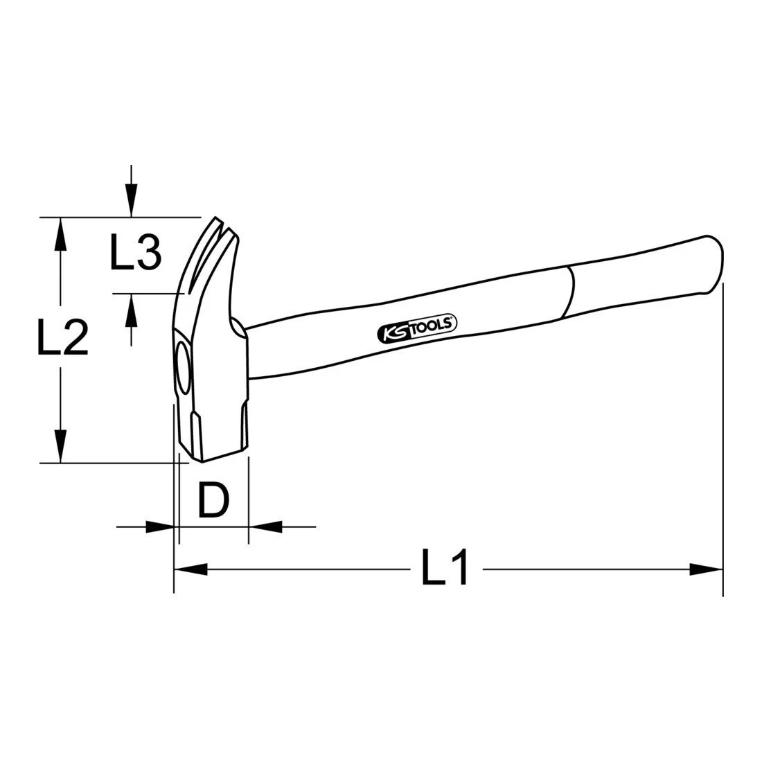 Молоток-обценьки KS Tools Bronze Plus 9632152 500 г рукоятка з гікорі, фото №2 Молоток-обценьки KS Tools Bronze Plus 9632152 500 г рукоятка з гікорі, фото №2