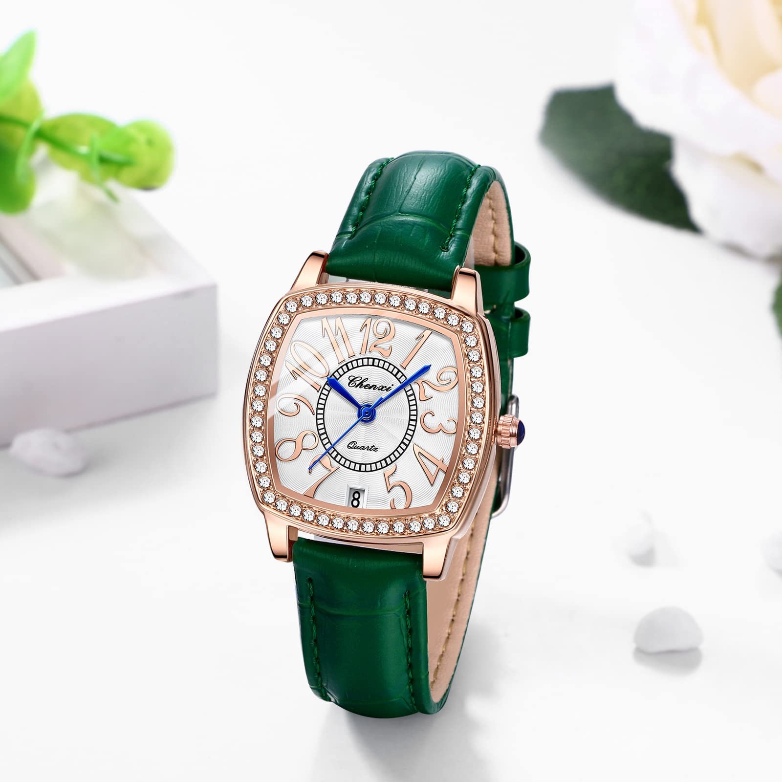 Жіночий Аналоговий Кварцовий Годинник JewelryWe Класичний Прямокутний/Круглий Календар дати Водонепроникний 30 м, фото №6