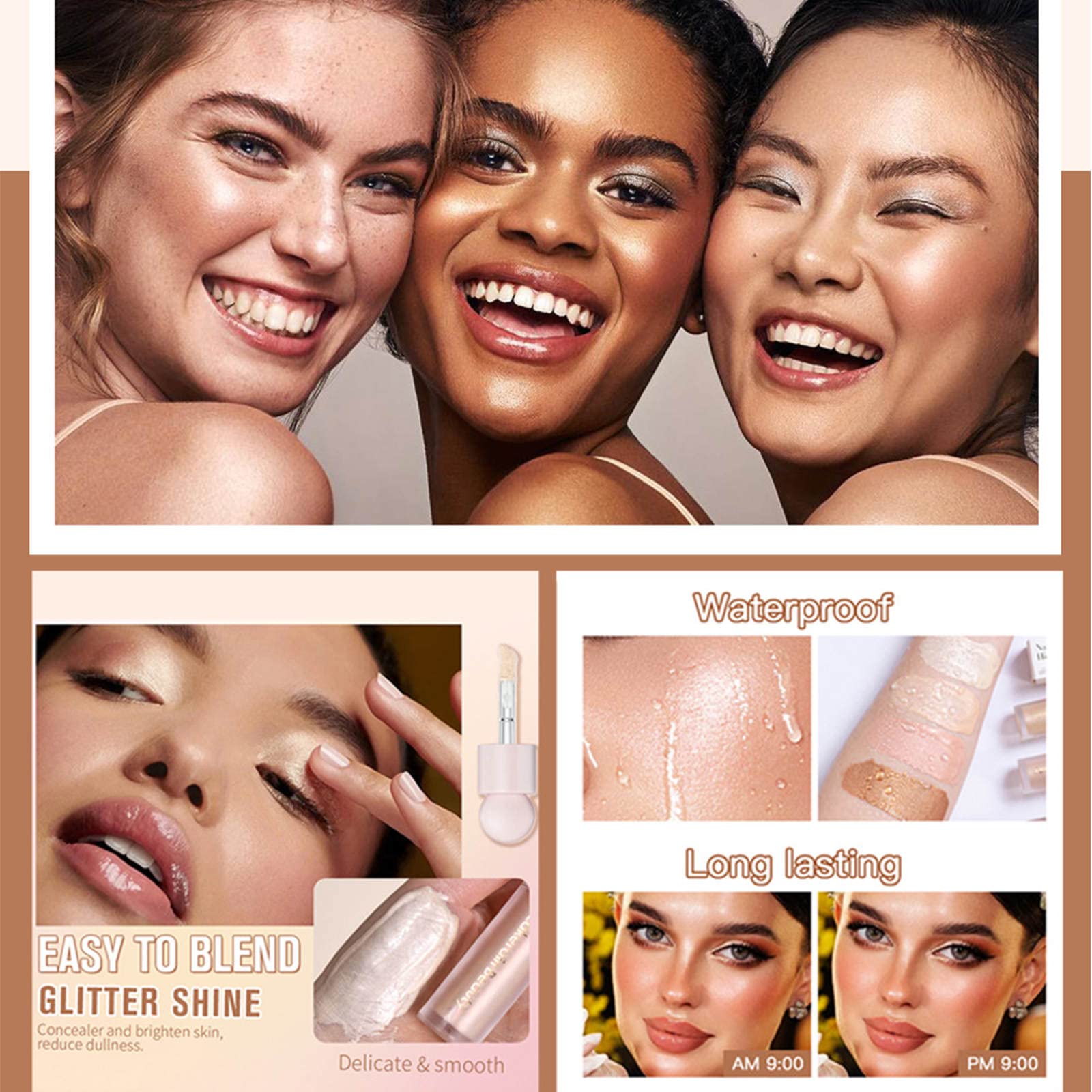 Коректор Рідкий Маркер Багатофункціональний Блискуча Олія для Тіла Рідка Блискуча Основа для Обличчя та Тіла, фото №5