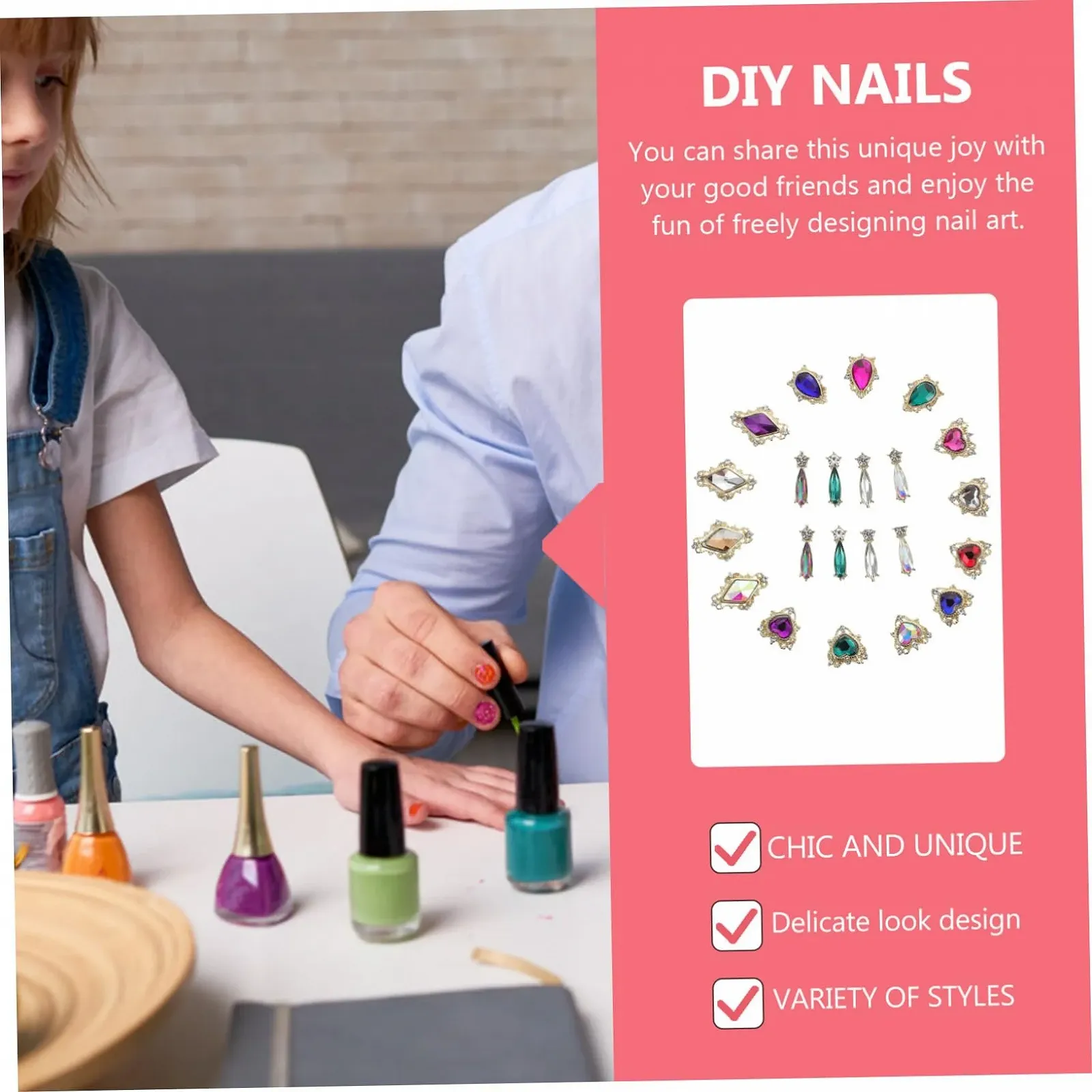 Набір для дизайну нігтів MERRYHAPY 54 шт, скляний сплав, пласке дно, реквізит для DIY манікюру, фото №7