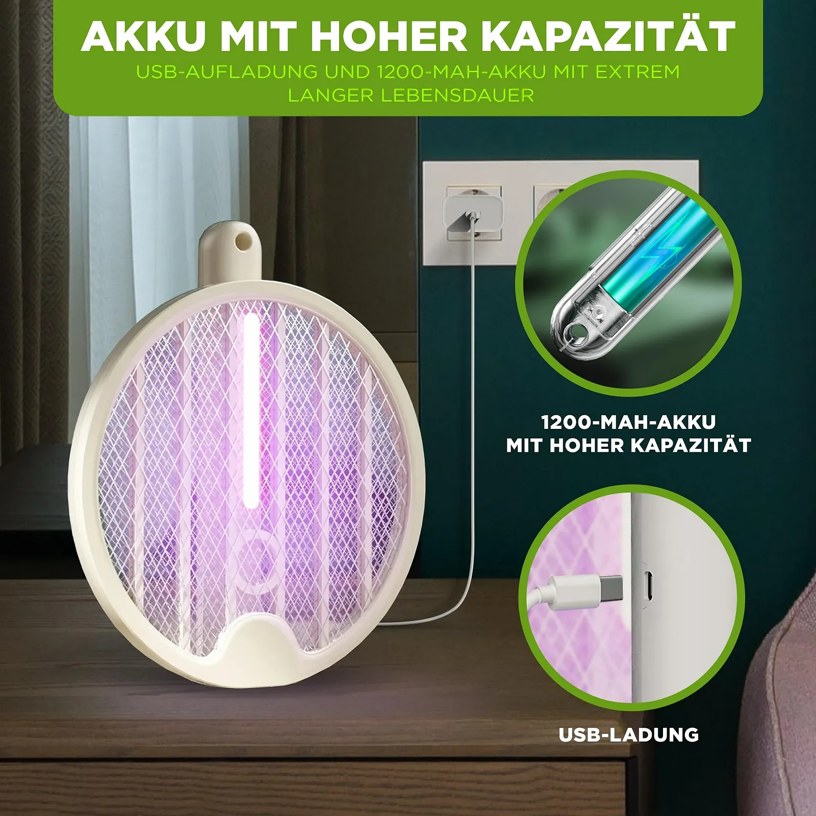 Электрическая мухобойка ISOTRONIC Mosquito Swatter с UV-лампой складная (1 шт.), фото №9