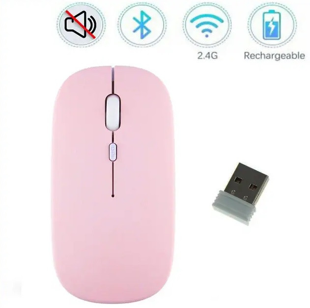 Мышка бесшумная компьютерная UGREEN перезаряжаемая Bluetooth Розовая, фото №3