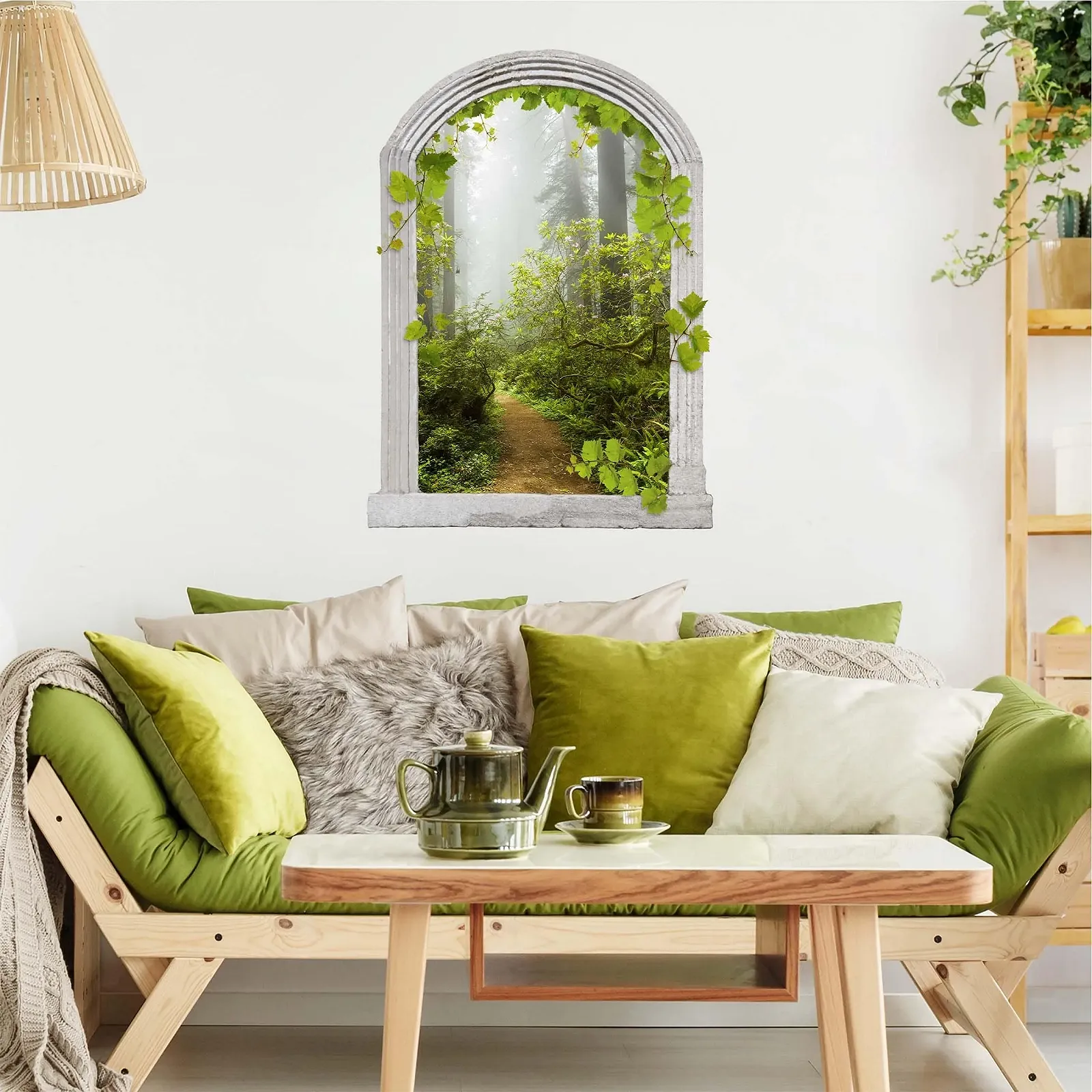 Наклейка на стіну 3D Stone Arch Misty Forest Path 40 x 30 см, фото №2 Наклейка на стіну 3D Stone Arch Misty Forest Path 40 x 30 см, фото №2