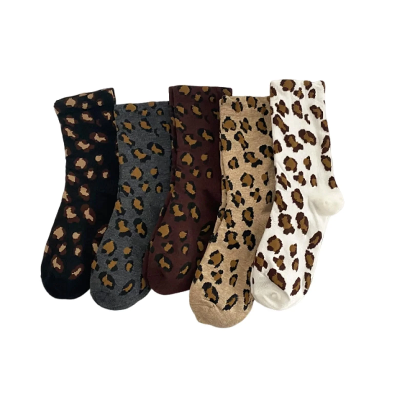Носки Женские 39-42 Леопардовый принт Черный Серый Коричневый Красный Бежевый Белый, 5 пар, фото №1