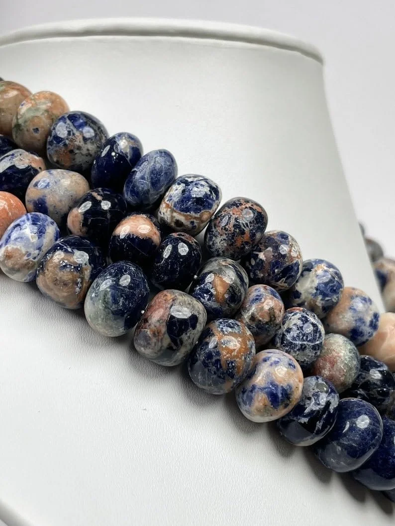 Бусины из натурального оранжевого содалита, рондель, гладкие, 10 мм, нить 46 см, фото №6