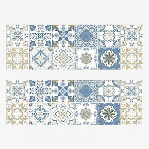 Наклейки на плитку Blue Victorian Vintage 24 шт. 10 x 10 см Самоклеючі Водонепроникні - Фото 1