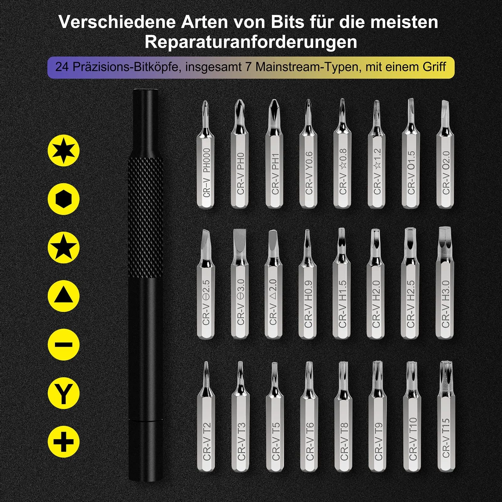Набір прецизійних викруток VCELINK 25 в 1 з 24 бітами магнітний, фото №2